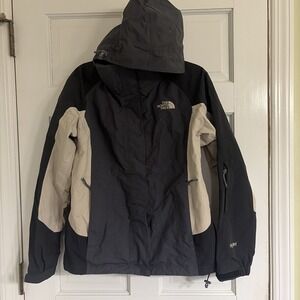 The North Face Hyvent Jacket Women's Size M Gray Black & Cream Snow Ski